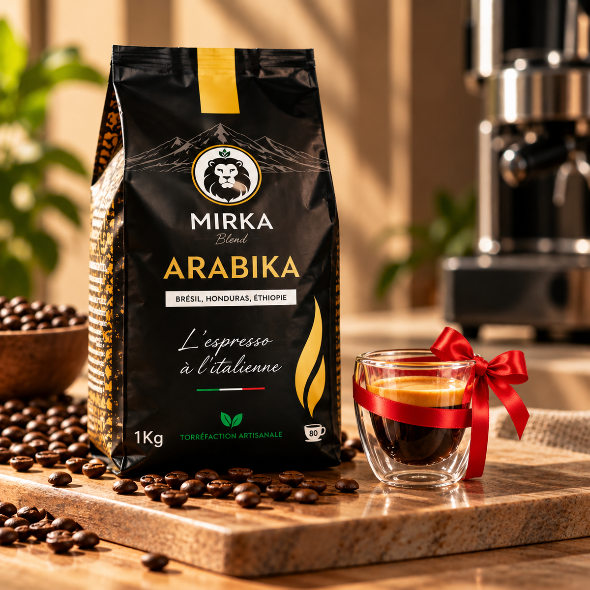 Pack Arabika 1Kg + Tasse Double Paroi 80ml OFFERTE