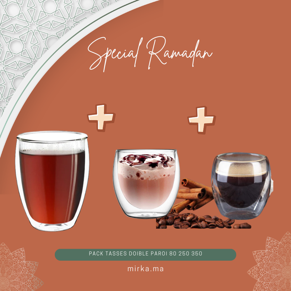 Pack 3 Tasses double paroi 80ml 250ml 350ml